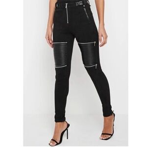🖤Maniere De Voir Black Skinny Pants with Zipper Detail